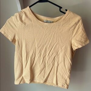 American Eagle Outfitters Yellow Crop T-Shirt Short Sleeve Fitted